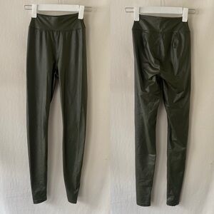 Offline by Aerie high rise faux leather dark olive green leggings womens XS
